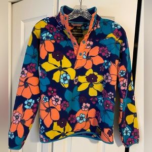 Burton Snap Neck Floral Fleece Pullover Girls Medium 10/12